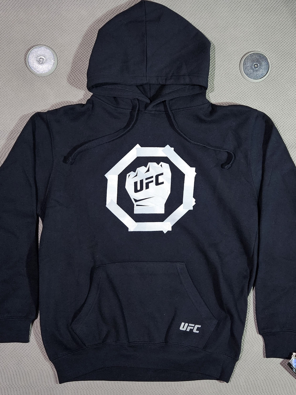 UFC Black Hoodie with White Octagon Fist Logo